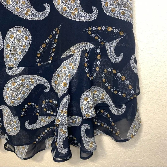 NWOT L LOFT Outlet Paisley Print Ruffled Flowy Lined Navy Mimi Skirt - Picture 8 of 10